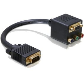   Delock adapter VGA dugó - VGA és Komponens (3xRCA) aljzat (aranyozott) (65059)