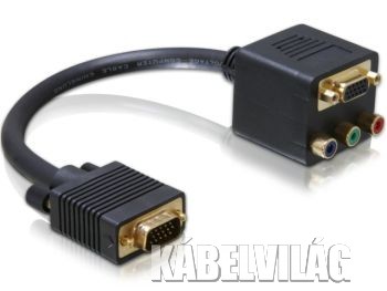 Delock adapter VGA dugó - VGA és Komponens (3xRCA) aljzat (aranyozott) (65059)