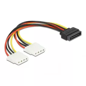   Delock 15 tűs SATA (apa) - 2 db 4 tűs Molex (anya), 20 cm-es hálózati kábel (65159)