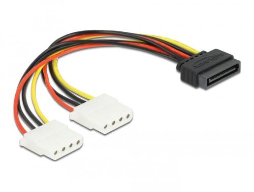 Delock 15 tűs SATA (apa) - 2 db 4 tűs Molex (anya), 20 cm-es hálózati kábel (65159)