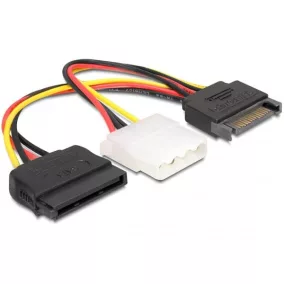  Delock 15 tűs SATA (apa) - 4 tűs Molex (anya) + 15 tűs (65235)