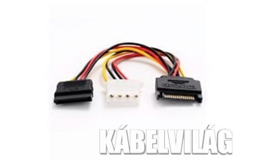 Delock 15 tűs SATA (apa) - 4 tűs Molex (anya) + 15 tűs (65235)