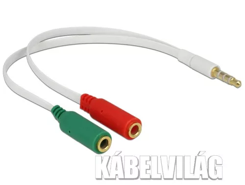 Delock Jack 4pin (CTIA) 3.5 apa - 2x Jack anya adapter (65447)