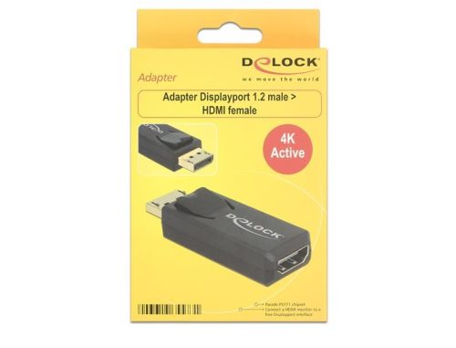 Delock DisplayPort apa 1.2 - HDMI anya 4K aktív adapter, fekete (65573)