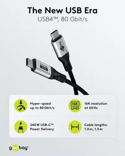 Goobay USB-C 4 240W 16K 60Hz kábel 1.5m (74776)