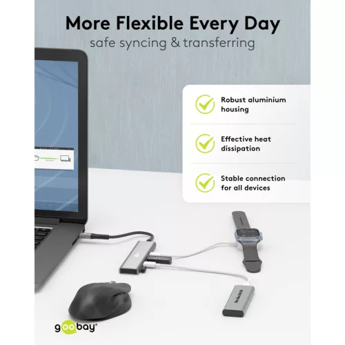 Goobay Slim 5 portos USB-C hub HDMI, 100 W PD, 5Gbit/s (76564)