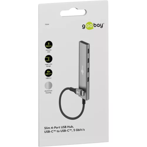 Goobay Slim 5 portos USB-C hub HDMI, 100 W PD, 5Gbit/s (76564)