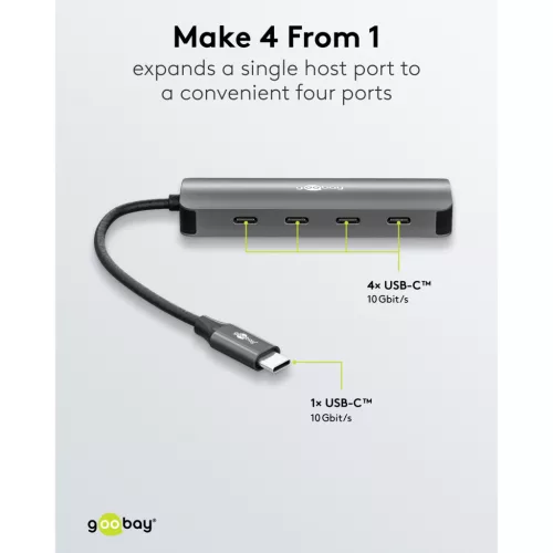 Goobay Slim 4 portos USB-C hub 10 Gbit/s (76565)