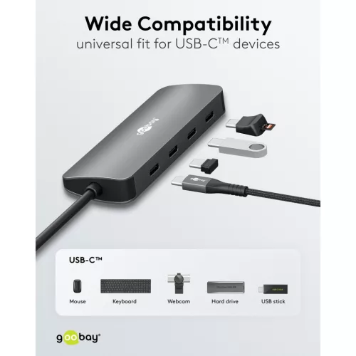 Goobay Slim 4 portos USB-C hub 10 Gbit/s (76565)