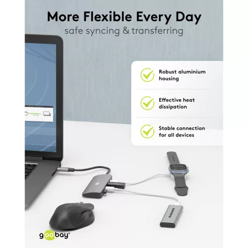 Goobay Slim 4 portos USB-C hub 10 Gbit/s (76565)