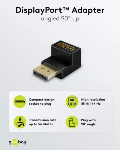 Goobay DisplayPort 2.1 270 fokos adapter 8K 144Hz (77129)