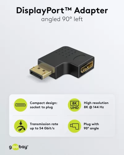 Goobay DisplayPort 2.1 jobbos adapter 8K 144Hz (77131)