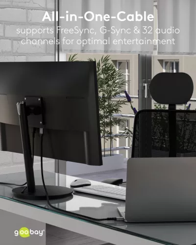 Goobay slim DisplayPort 2.0 8K 144Hz kábel 2m (77446)