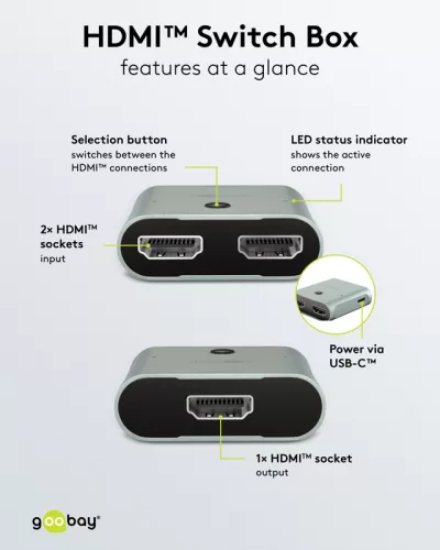 Goobay HDMI 2.1 8K 60Hz kapcsoló 2 portos (77791)