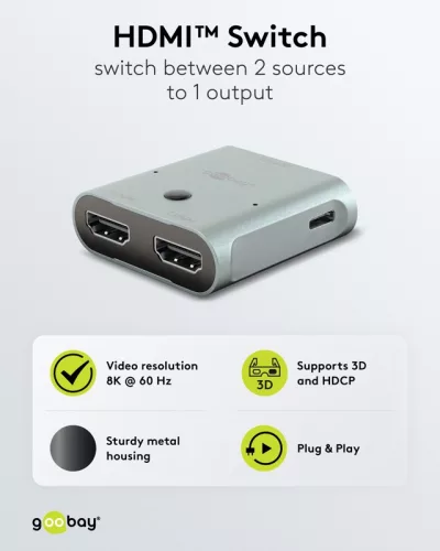 Goobay HDMI 2.1 8K 60Hz kapcsoló 2 portos (77791)