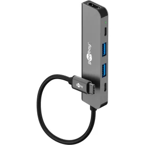 Goobay Slim 5 portos USB-C hub HDMI, 100 W PD, 5Gbit/s (78967)