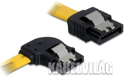 Delock SATA sárga, bal/egyenes csatl. (fémlappal), 50 cm-es összekötő kábel (82493)
