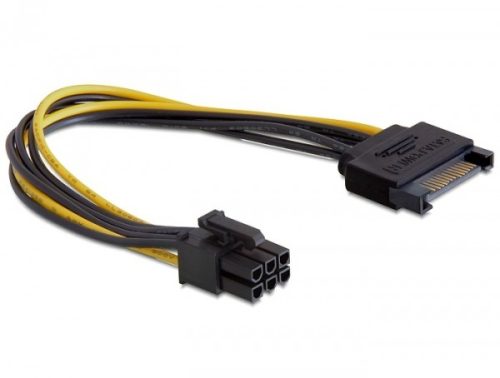 Delock SATA 15 tűs - PCI Express 6 tűs kábel, 0.21m (82924)