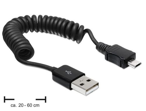 Delock micro USB spirál kábel 20-60cm (83162)