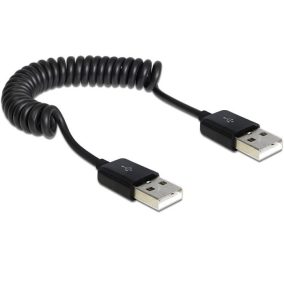 Delock USB 2.0 A-A spirál kábel 20-60cm (83239)
