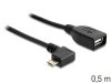 Delock micro USB apa - USB 2.0 A anya OTG kábel 0.5m hajlított (83271)