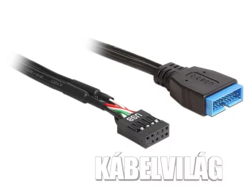 Delock kábel USB 2.0 pin header female > USB 3.0 pin header male, 0.3m (83281)