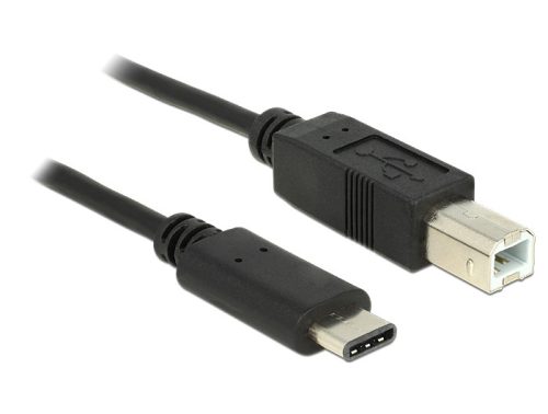 Delock USB C 2.0 apa - USB-B 2.0 apa kábel 0.5 m, fekete (83328)