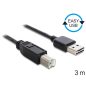 Delock Kábel EASY-USB 2.0 A - B-típusú 3m, fekete (83360)