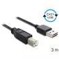   Delock Kábel EASY-USB 2.0 A - B-típusú  3m, fekete (83360)