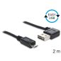 Delock EASY USB 2.0 A apa hajlított - micro B apa kábel, 2m (83383)