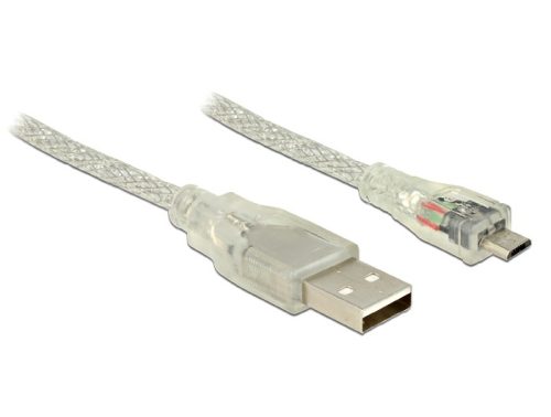 Delock micro USB 2.0 kábel 2m (áttetsző) (83901)