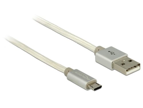 Delock adat és töltő kábel USB 2.0 micro textil árnyékolással 1m (83916)