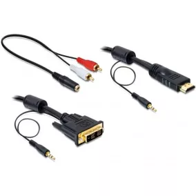 Delock HDMI - DVI kábel +Audio (Jack 3,5mm) 2m (84455)