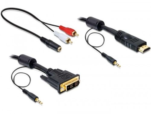 Delock HDMI - DVI kábel +Audio (Jack 3,5mm) 2m (84455)