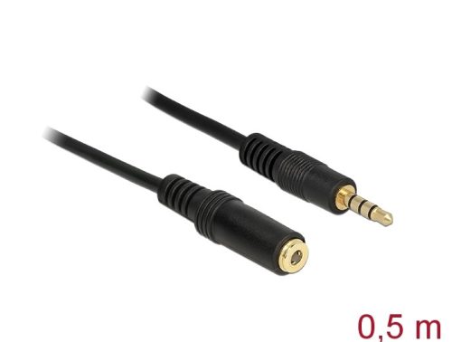 Delock Jack 3.5 mm 4 pin hosszabbító kábel 0.5m fekete (84716)