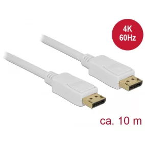 Delock Displayport 1.2 4K 60Hz 10m kábel, fehér (84863)