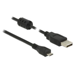   Delock USB 2.0 micro B zajszűrős kábel 0.5m, fekete (84900)
