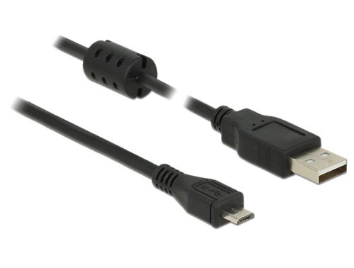 Delock USB 2.0 micro B zajszűrős kábel 0.5m, fekete (84900)