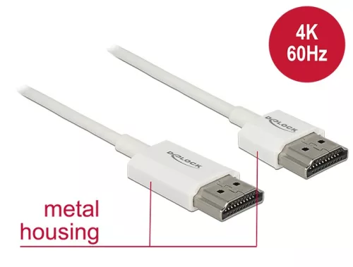 Delock HDMI 2.0 Premium 4K kábel, 3m fehér (85138)