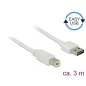   Delock Kábel EASY-USB 2.0 A - B-típusú  3m, fehér (85154)