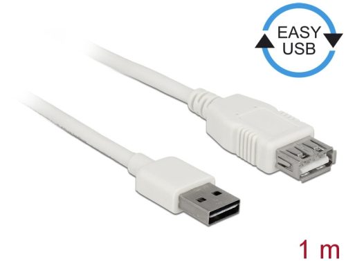 Delock Bővítő kábel EASY-USB 2.0-s A típusú csatlakozódugó > USB 2.0 A-típusú hüvely fehér 1 m