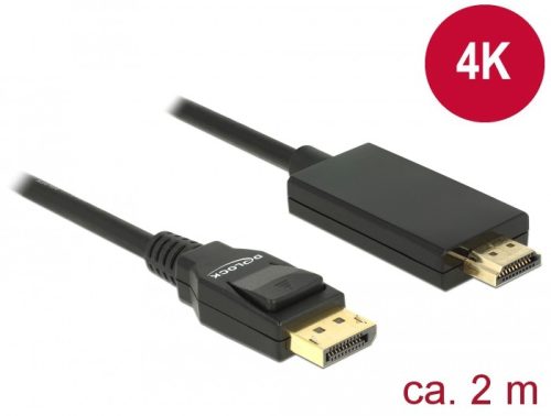 Delock Displayport 1.2 - HDMI passzív 4K 30Hz kábel 2m (85317)