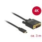 Delock USB C - DVI-D 24+1 kábel 4K 30HZ 3m (85322)