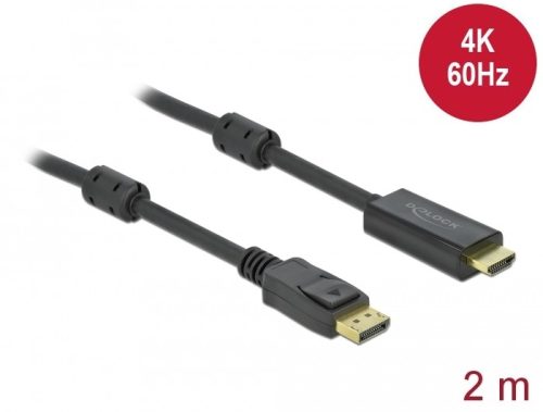 Delock Aktív DisplayPort 1.2 - HDMI kábel 4K 60Hz 2m (85956)