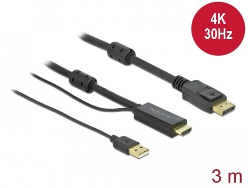 Delock HDMI to Displayport 4K 30 Hz kábel 3m (85965)