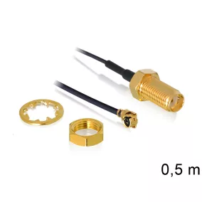   Delock SMA jack Bulkhead - MHF/U.FL-LP-088 antenna kábel, 0.5m (88825)