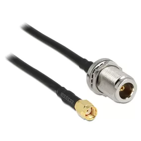   Delock RP-SMA csatlakozó - N jack Bulkhead Antenna kábel, 1.5m (88845)
