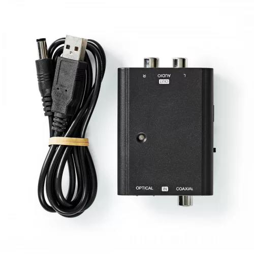 Nedis Optikai (toslink) + digitális RCA (S/PDIF) - 2x RCA (sztereó) audio konverter (ACON2509BK)