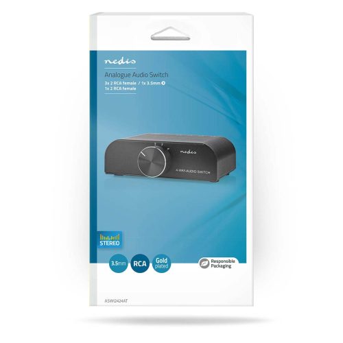 Nedis analóg audio átkapcsoló 4 portos 3X 2RCA bemenet - 1X 2RCA kimenet (ASWI2424AT)