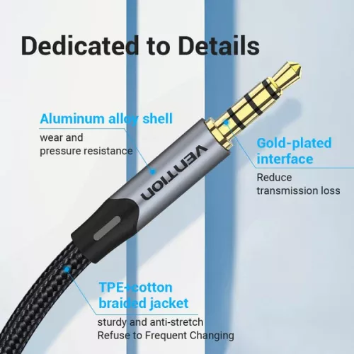 Vention jack 3.5 mm 4 pin AUX kábel 2m (BAQHH)